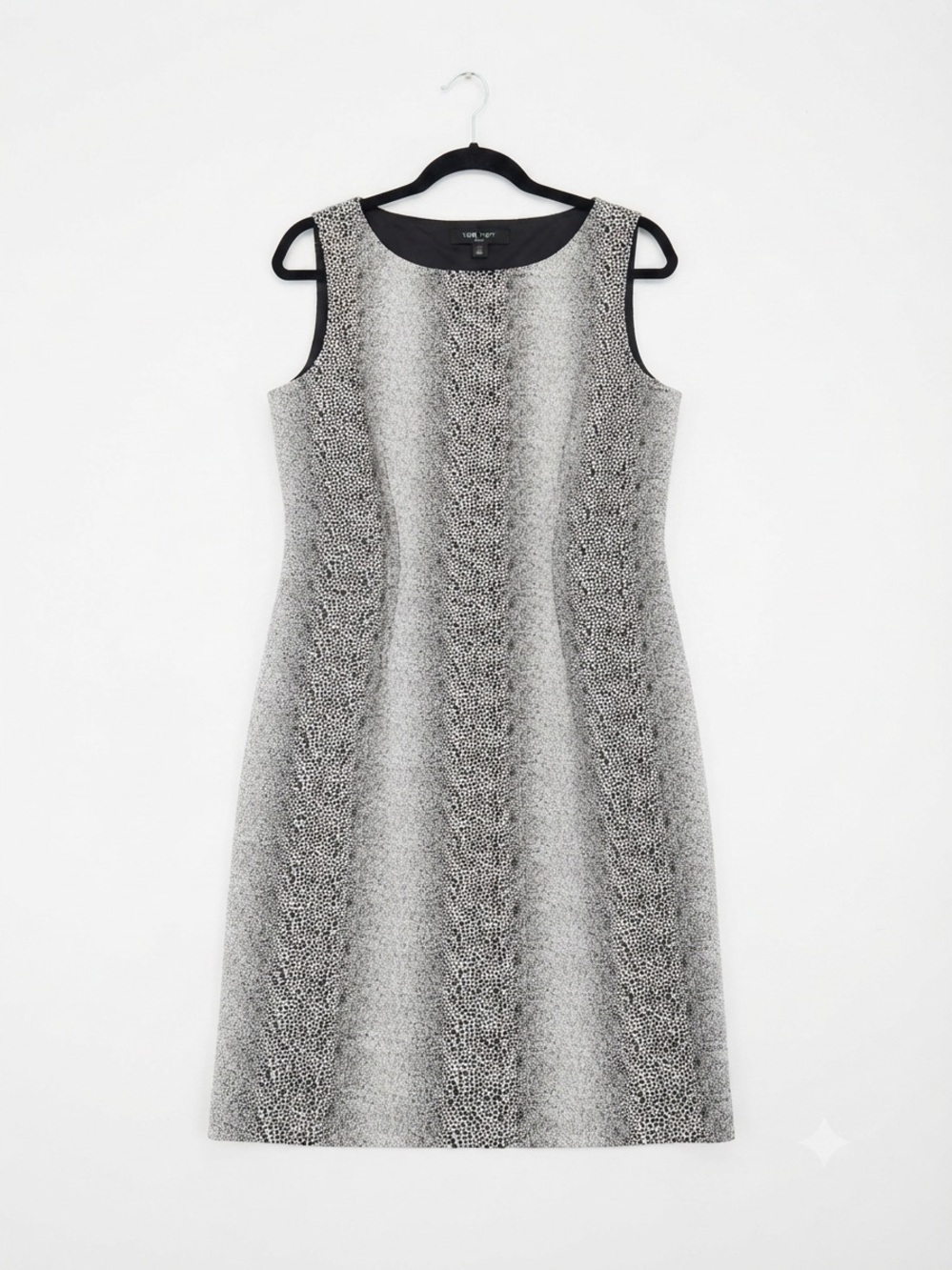 Nine West Black and Gray Sleeveless A-Line Midi Dress